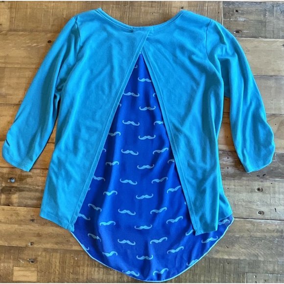 Girls Self Esteem Top with Sheer Back, Large - Mustache Theme - Picture 2 of 4